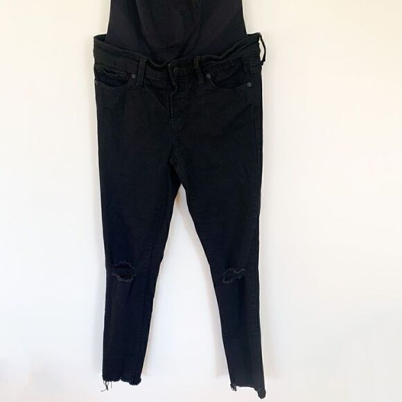 BLANQI maternity belly support black distressed raw step hem jean - Picture 5 of 10